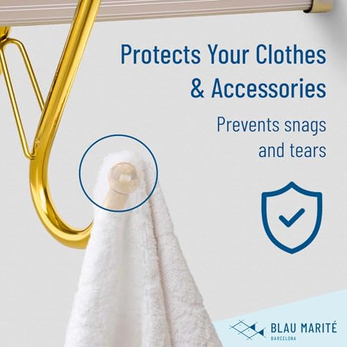 10-Pack Metal S Hooks for Hanging – Heavy-Duty S-Shaped Hooks with Safety Buckle – Fits Bars up to 0.8 in – Anti-Drop S-Hooks for Kitchen, Bathroom, Closet & Pot Racks – Gold (Medium) - color: Yellow Gold, size: Medium - 0.8In Diameter