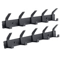 Coat Rack Wall Mounted,5 Coat Hooks for Hanging Coats,Heavy Duty Metal Double Hook Rack Hook Rail,Coat Rack with Hooks,Wall Mount Coat Hanger for Hat Towel Purse Robes ,Black,2Pack (Black2, 5 Hooks) - color: Black2