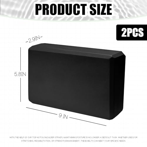 Septo 2 Pcs Yoga Blocks, 9x6x3 Inch Foam Blocks for Pilates | High density EVA foam Yoga Props lightweight non-slip surface for meditation stretching balance training - color: Black