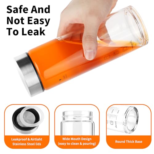 Glass Juice Bottles 4 Pack 10 oz - Wide Mouth Glass Water Bottles with Lids - for Juicing, Protein, Smoothie, Milk, Reusable, BPA Free, Stainless Steel Lids, Blender, Shaker Bottle (300ml) - color: 4-Pack (ml), size: 10oz/300ml