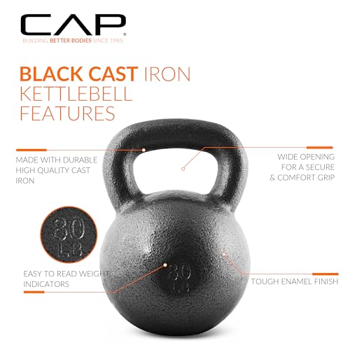 CAP Barbell Cast Iron Kettlebell - Singles and Sets, Multiple Weight Choices - size: 80.0 Pounds