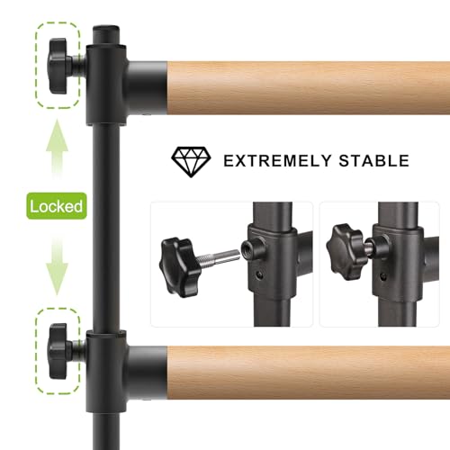 SELEWARE Height Adjustable Ballet Barre Freestanding Ballet Bar Heavy Duty Dance Bar Support Barre Movements Body Stretch Pull-ups, Sturdy Construction Never Fall Apart, Anti-Slip - color: 4 FT (Wood Crossbar, Black)