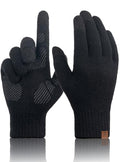 TRENDOUX Merino Wool Winter Gloves: Touch Screen Knitted Gloves Warm Thin Non-slip Glove for Men Women Driving Running Gift - color: Black, size: Large