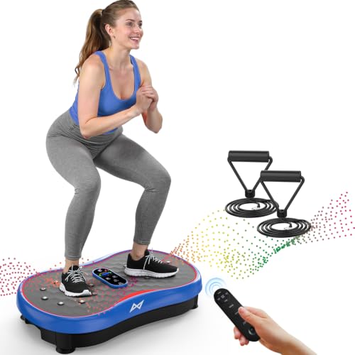 AXV Vibration Plate Fitness Platform Exercise Machine Vibrating Shaking Full Body Shaker Workout Vibrate Stand Shake Board Sport for Weight Loss Fat Burner for Gym Home Office - color: BASIC.BLUE