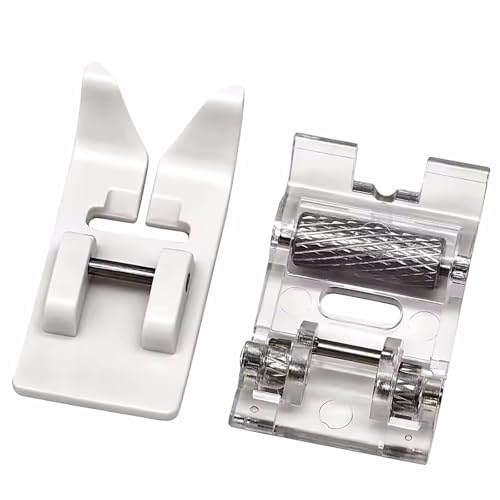 Roller Sewing Machine Feet & Non-Stick Zigzag Teflon Presser Foot Fits for All Low Shank Snap-On Singer, Janome, Simplicity, Brother, Babylock and More Sewing Machines
