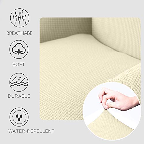 Granbest Premium Water Repellent Wingback Chair Cover 2-Piece High Stretch Jacquard Fabric Wing Back Chair Slipcovers (Wing Chair Cover,Beige) - color: Beige