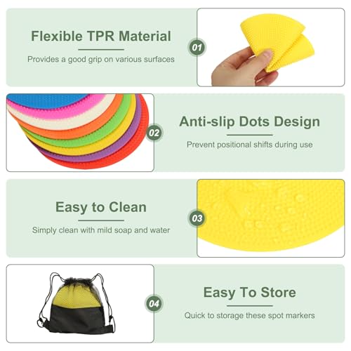 Spot Markers, Poly Spot Marker for Agility Training Floor Dots Non Slip Flat Field Cones - color: Yellow, Green, Orange, size: 15 cm/5.9inch