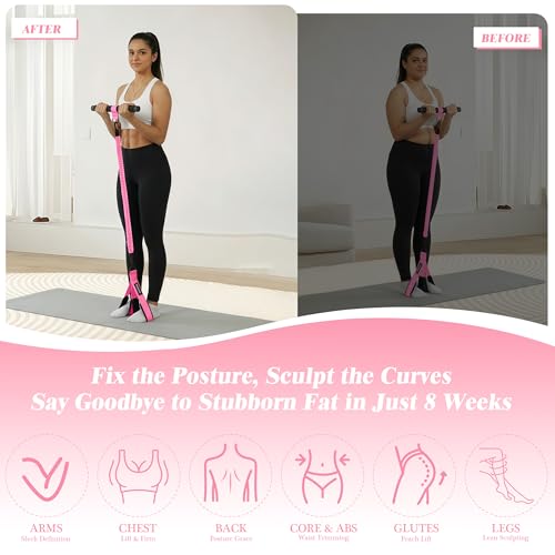 3-Tube Pedal Resistance Band w/Handles, 30/40LBS Sit Workout Gear | Home pedal puller for abs waist leg glutes core pilates training, portable gear for men women daily exercise - color: pink, size: 40lbs