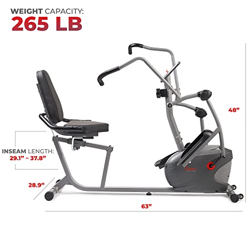 Sunny Health & Fitness Smart Recumbent Bike, Full-Body Home Training with Arm/Leg Exercisers, Indoor Cycling Workout Machine Plus Adjustable Seat & Bulit-in Pulse Sensors, Free SunnyFit App Connection - style: Recumbent Elliptical