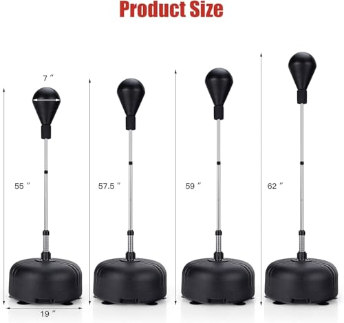 Punching Bag with Stand for Adults, Adjustable Height Free Standing Boxing Reflex Bag, Ideal for MMA Reflex Speed Training, Fitness,Punching and Muscle Building
