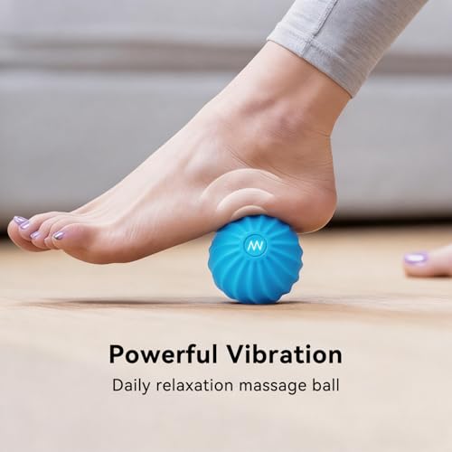 2.4" Mini Electric Vibrating Massage Ball, 10-Speed Fitness Yoga Massage Roller for Palm, Hand, Foot, Leg, Neck, Back, Multi-Directional Massage Ball (Blue) - color: Blue