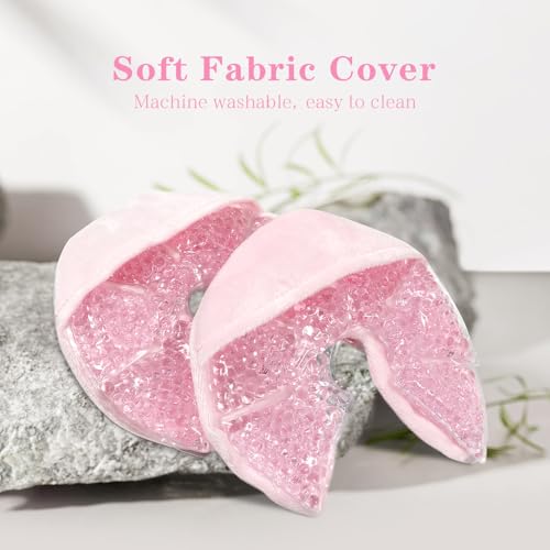 Hot/Cold Breast Gel Ice Packs Breast Cooling/Heat Pads Relief for Breastfeeding, Nursing Pain, Mastitis, Engorgement, Swelling, Plugged Ducts | Boost Milk Let-Down & Production,2 Pack (Pink) - color: Pink