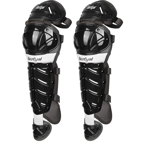Baseball Softball Catcher Leg Guards Shin Guards for Youth Adult - size: 12"-Youth Black