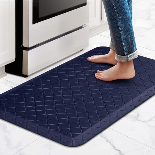 HappyTrends Kitchen Runner Rugs Anti-Fatigue mats,17.3"x 28",Non Slip Waterproof Ergonomic Comfort Mat for Kitchen, Floor Home, Office, Sink, Laundry,Blue - color: Blue, size: 28"L x 17.3"W x 0.5"Th