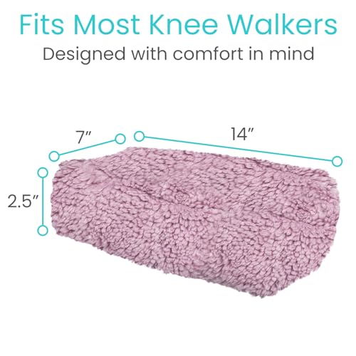 Vive Mobility Knee Scooter Pad Cover - Soft Plush Adult Sheepskin Memory Foam Cushion, Walker Accessory for Knee Roller, Padded Accessories Leg Cart Improves Comfort with Injury, Universal Fit (Pink) - color: Pink