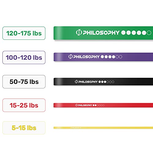 Philosophy Gym Pull Up Assist Band - Resistance Power Loop Exercise Band - style: 5 Piece