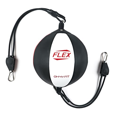 Flex Double End Punching Bag - Bungee Cords w/Special Flex Adjustable System - Durable Bladder Speed Bag - Boxing Training Equipment for Adults - Home Gym Accessories - style: Round