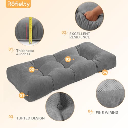 ROFIELTY Bench Cushion 36 Inch, Non-Slip Tufted Bench Cushion for Indoor Furniture for Bay Window, Entryway Bench, Piano Seat (Chenille-Gray, 36x14x4) - color: Chenille-gray, size: 36x14x4