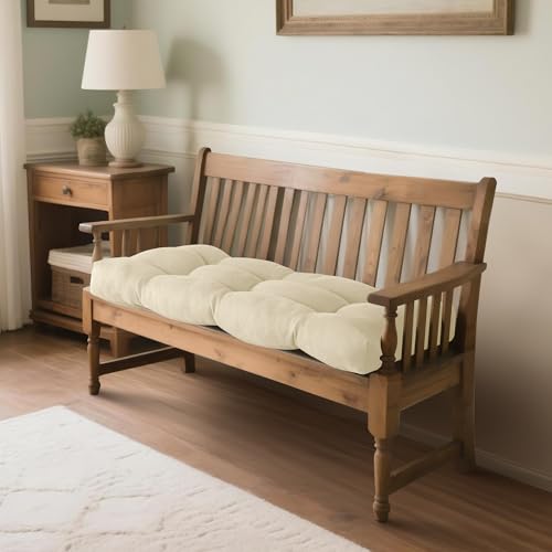 ELFJOY Non Slip Tufted Bench Cushion for Indoor Furniture 34"x16" Beige | 3.5" Thick, Soft and Breathable Fabric, Skin-Friendly, for Dining Entryway Window Storage Bench, Comfort for Long Sitting - color: Beige