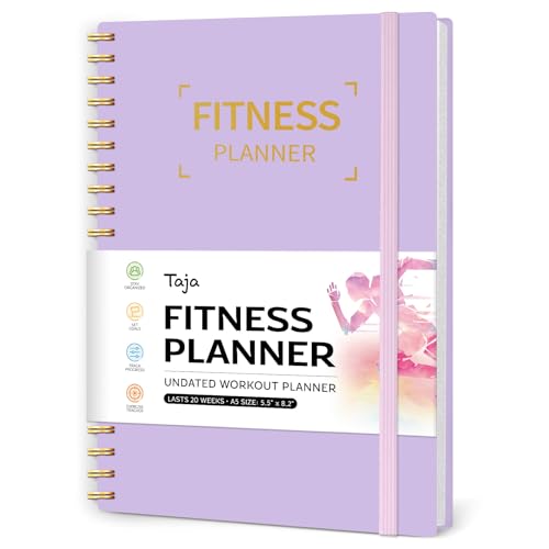 Fitness Workout Journal for Women & Men, A5(5.5" x 8.2") Workout Log Book Planner for Tracking, Progress, and Achieving Your Wellness Goals-Lavender - color: l.Lavender
