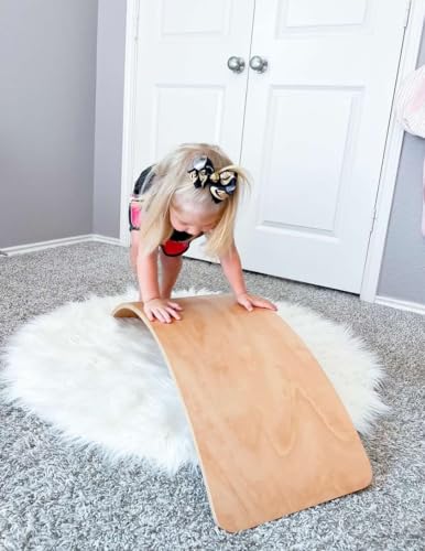 35" Balance Board Kids | Montessori Wobble Board for Toddlers Ages 3-5, Natural Wood Open-Ended Waldorf Sensory Toy for Indoor & Outdoor Play, Core Balance Trainer, Birthday & Christmas Gift 2026 - color: Original Wood Without Felt