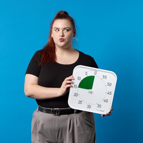 Time Timer Original 12" Visual Countdown Timer – Large 60-Minute Silent Classroom Visual Timer for SEL, Emotional Regulation, Focus, Calm Transitions, ADHD, Autism – (Green & White) - color: Green & White, size: 12 Inch