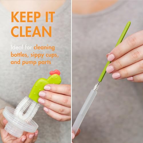 Boon Cacti Bottle Cleaning Brush Set - Includes Bottle Brush, Nipple Brush, Detail Brush, and Straw Brush - Baby Bottle Brush Set for Bottle Drying Rack - Baby Essentials - 4 Count - size: 4 Piece Set, style: Cacti Bottle Brush Set