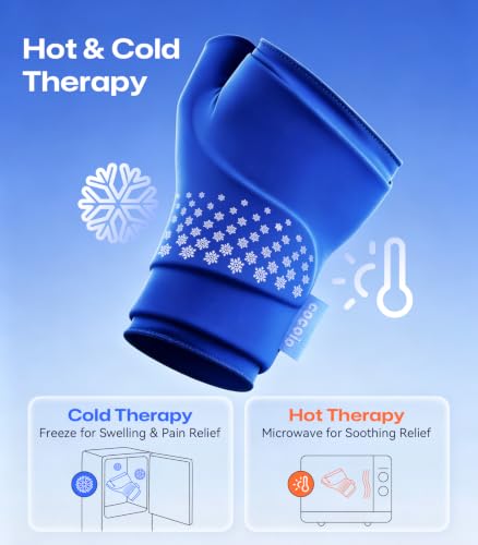 Thumb & Wrist Hot Cold Ice Pack Wrap, Fits Either Hand, Size L | 3D Thickened Reusable Gel Pad, Ergonomic Fit, Long Hot & Cold for Carpal Tunnel, Arthritis, Tendonitis, Post-Surgery - size: L