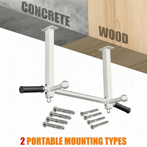 Ceiling Mount Pull Up Bar for Garage/Basement/Rafter - Heavy Duty 800LBS Adjustable Height Multi-Grip Chin Up Bar,Ceiling Joist/Beam - color: White01