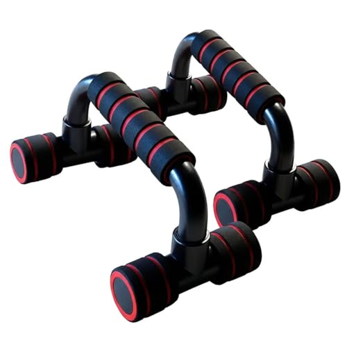 Perfect Push Up Handles for Floor 1 Pair | Home Workout Equipment for Men | Pushup Bar | Calisthenics Parallettes | Handstand Bars | Home Fitness Portable Workout Equipment | Strength Training | Gym Equipment for Home Gym Essentials - color: Red-Black
