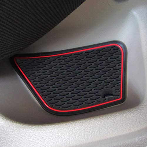 Dreamseek Interior Door Slot Mat Full Kits for Ford Focus 2012 2013 2014 Non-Slip Rubber Cup Holder Liner Insert Gate Groove Pad 15Pcs (Red)