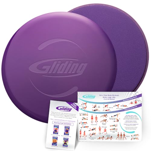 Gliding 9” Sliders for Working Out on Any Floor, 1 Pair + 4 Videos | The Original Exercise Gliders, Discs for Full Body Fitness, Pilates, Core, Physical Therapy and Resistance Workouts - color: Purple