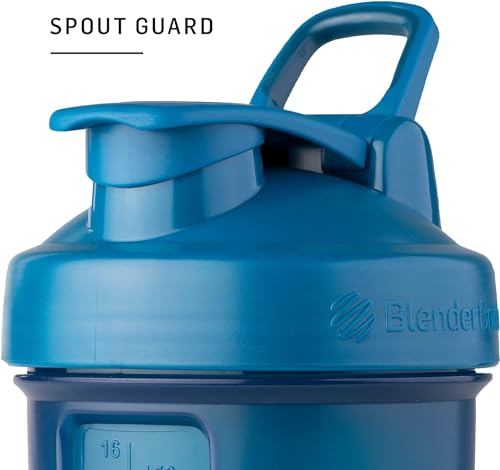 BlenderBottle Shaker Bottle with Pill Organizer and Storage for Protein Powder, Classic V2 ProStak System, 22-Ounce, Blue - color: Blue
