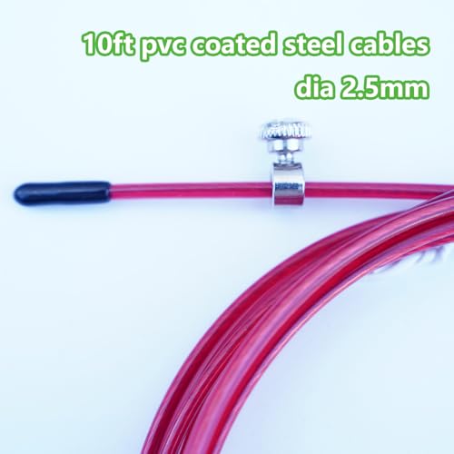 Replacement Cable Cord for Speed Jump Rope, 10FT Stainless Steel Cable Wire,Wire Replacement Jump Rope Speed Cable Accessory for Fast Speed Jump Ropes - color: Red