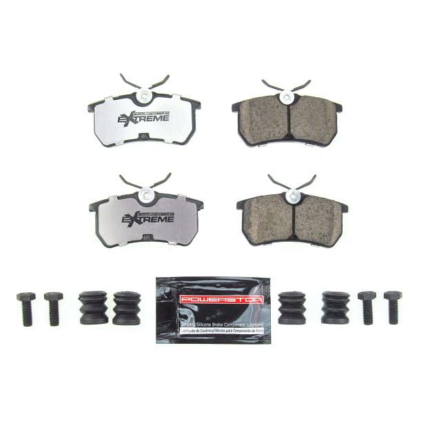 PowerStop Rear Brake Pads for Ford Fiesta 2014-19 | Ford Focus 2001-07 - Z26 Carbon-Fiber Ceramic Brake Pads with Installation Hardware, Z26-886