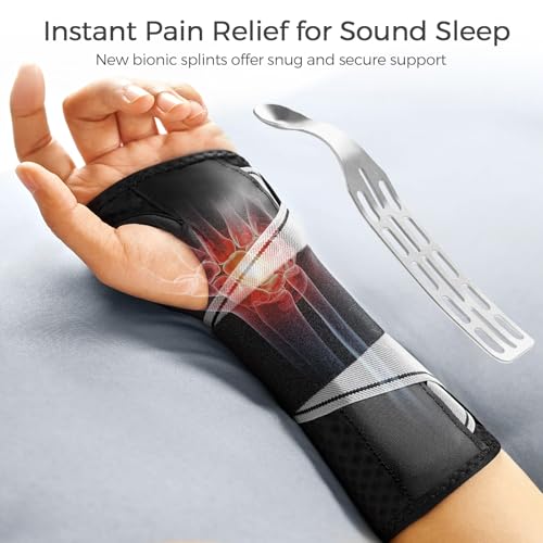 FREETOO Tendonitis Wrist Brace Night Support Fit Left Hand for Work, Pain Relief Wrist Splint for Arthritis, Sprain for Sleeping, Wrist Support Carpal Tunnel Fit Women and Men (L/XL, Black/Grey) - size: L/XL, style: Left-Gray/Black