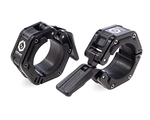 Lock-Jaw Flex Barbell Collars Olympic Barbell Clamps w/Magnet 2 Pcs – Heavy Duty Bar Clamps for 2” & 50mm Olympic Bars – Secure Weight Bar Clamps for Strength Training & Home Gym Accessories - color: Black