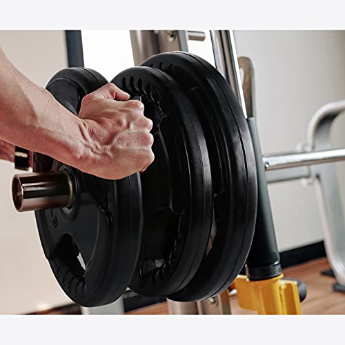 RitFit Weight Plates for Barbell, 2-Inch Olympic Rubber Grip Plates for Weightlifting and Strength Training in Home & Gym, Single, Pair and Sets