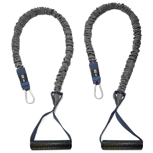 Resistance Cords - Cross Anchored Shoulder Exercise Bands - Ideal for Dynamic Warmups and Physical Rehab - One Pair of Cords - 4KOR Fitness - color: 22 lbs
