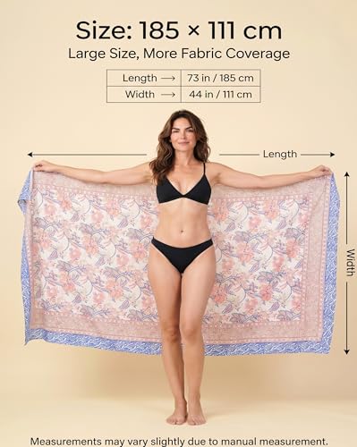 Beach Cover Ups for Women, Cotton Sarong Wrap Pareo | 100% Cotton Sarong Wraps For Women, 73 x 44 In. Pareo Beach Wrap, Bikini Cover Up, Bathing Suit Cover Up, Resort Wear - color: White 4