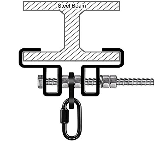 SELEWARE Heavy Duty Punching Bag Hanger and Beam Clamp for Boxing, Muay Thai, MMA - color: A. Beam Clamp with Carabiner (1 Pack)