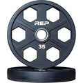 REP Fitness Urethane Coated Tri-Grip Olympic Barbell Weights - Sold in Pairs - style: 35 LB Pair