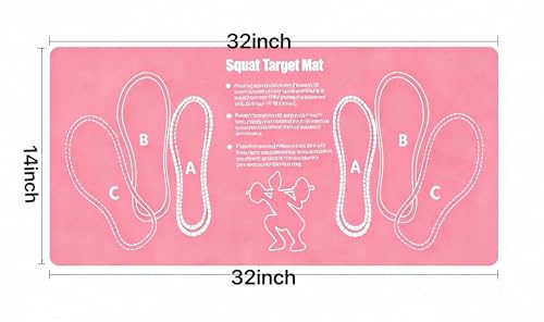 Squat Mat With Foot Position (32 * 14in) - Anti Slip Training Mat, Perfect for Leg & Abdominal Exercises, Squat Pads Activate Muscles, Prevent Injuries, Lightweight Portable for Home Gym - color: pink