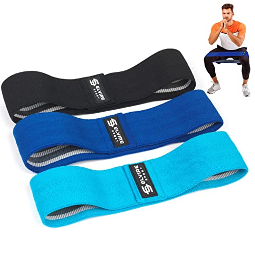 ELVIRE Fabric Resistance Bands for Working Out | Exercise Bands Resistance Bands Set of 3 | Booty Bands for Women Workout Bands Resistance Loops | Leg Bands for Working Out Glute Bands, Squat Bands - color: Blue & Black