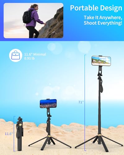71" Phone Stand Selfie Stick,Cell Phone Tripod with Wireless Remote, iPhone Quadpod Stand,Selfie Stick Tripod for iPhone Compatible with All Cell Phones,Camera - size: 71" Selfie Stick with Wireless Remote