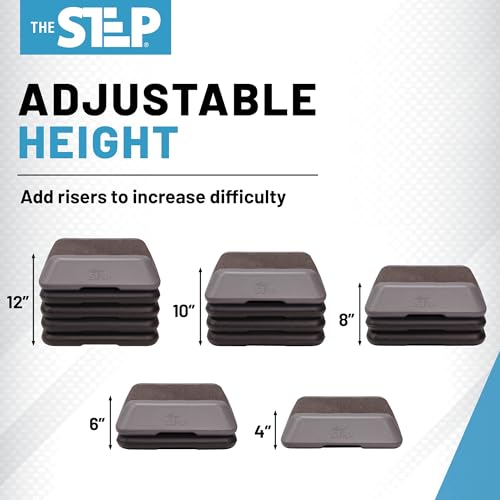 The Step Adjustable High Step Aerobic Platform with 4 Risers, Home Gym Workout Equipment, Fitness Exercise Equipment Made in the USA - color: Grey