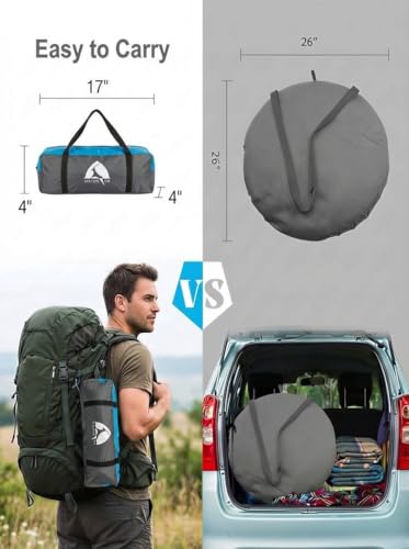Beach Umbrella with UPF 50+ UV Protection, Portable Beach Tent Canopy with 360° Ventilation, 4 Sandbags, Wind Ropes & Stakes, Storage Pockets for Beach, Travel, Backyard (4)