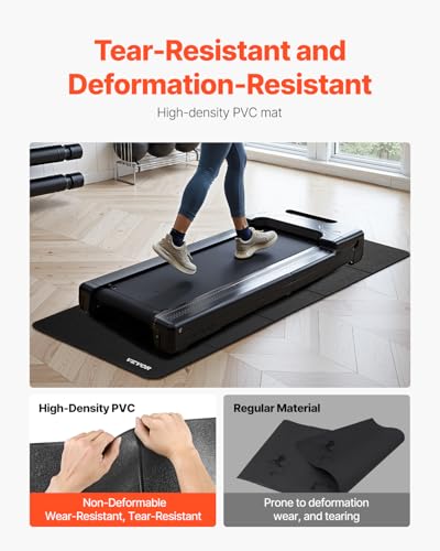 VEVOR Treadmill Mat for Carpet Floor, Exercise Equipment Mat for Treadmills, Stationary & Recumbent Bikes, High Density PVC Floor Protector Gym Mats, Waterproof and Non-Slip for Home Gym - size: 24"x 68"x 0.24"
