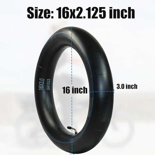 Libereco 16x2.125/2.5/3.0 Bike Inner Tubes for Electric Bike - Butyl Rubber,Bent Valve (CR202), High Elasticity for E-Bikes & Children Bikes - color: 1 Tube, size: 16x3.0"