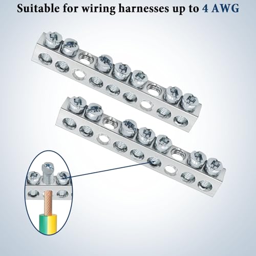 Ground Bar Kit for Square D 2 Pack | 7 Terminal Grounding Bar Compatible with Schneider Electric Load Centers - size: 7 Terminal
